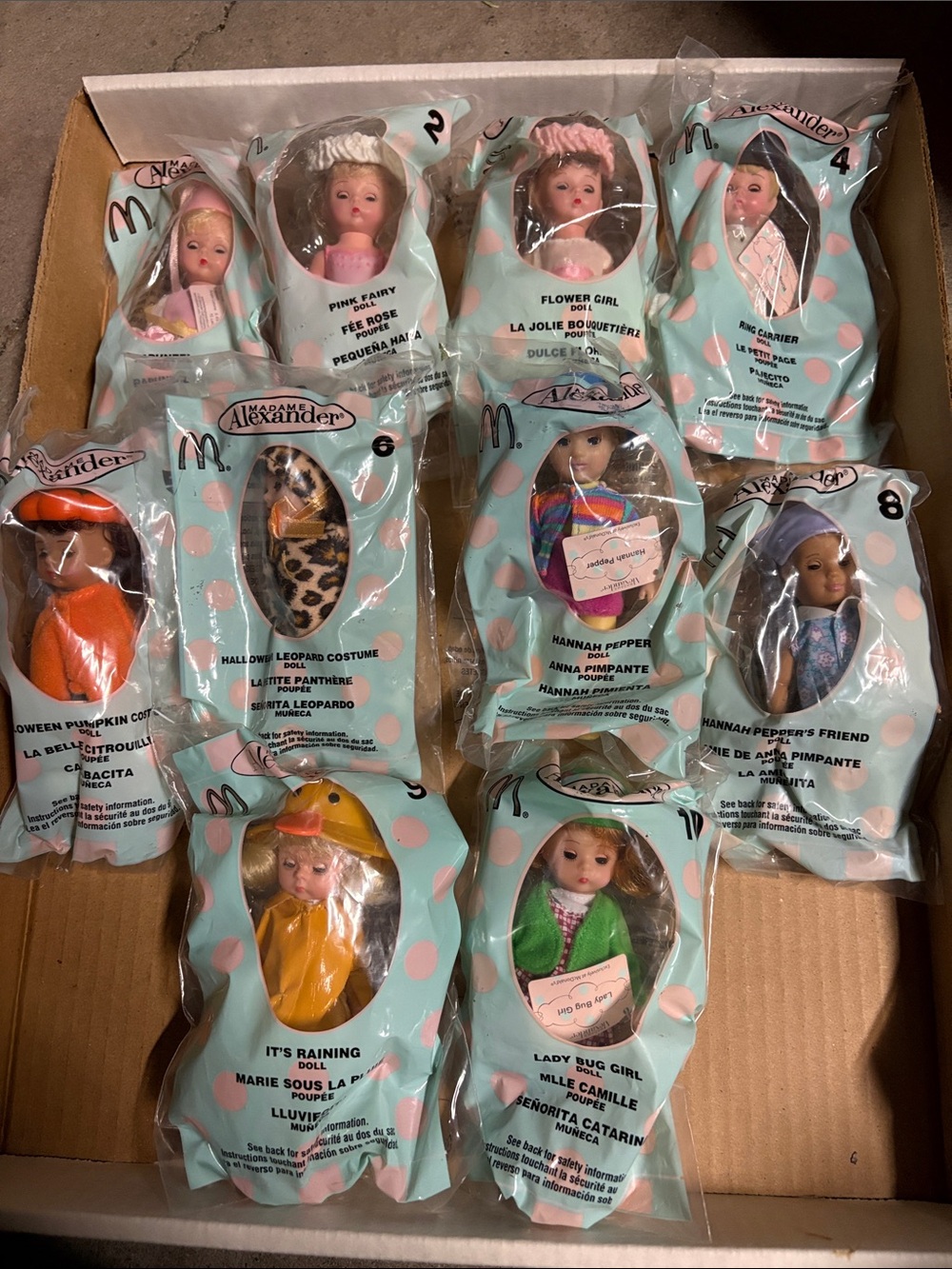 2002 Madame Alexander Mini Doll Lot with Pastel Packaging McDonald’s toys
